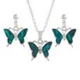 Authenticity Of Products Tide Jewellery inlaid blue Paua shell butterfly pendant on 18 trace chain and matching drop stud earring set